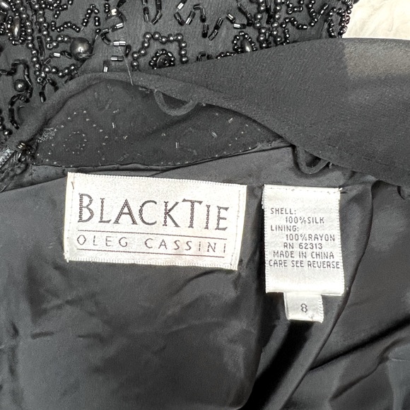 Oleg Cassini Black Tie Vintage‎ Mesh and Beaded Black Evening Mini Dress Size 8 - Picture 5 of 8